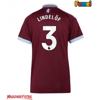 Aston Villa Victor Lindelof #3 Tricou Fotbal Replică 2026-27 Femei Acasa